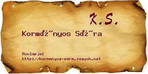 Kormányos Sára névjegykártya